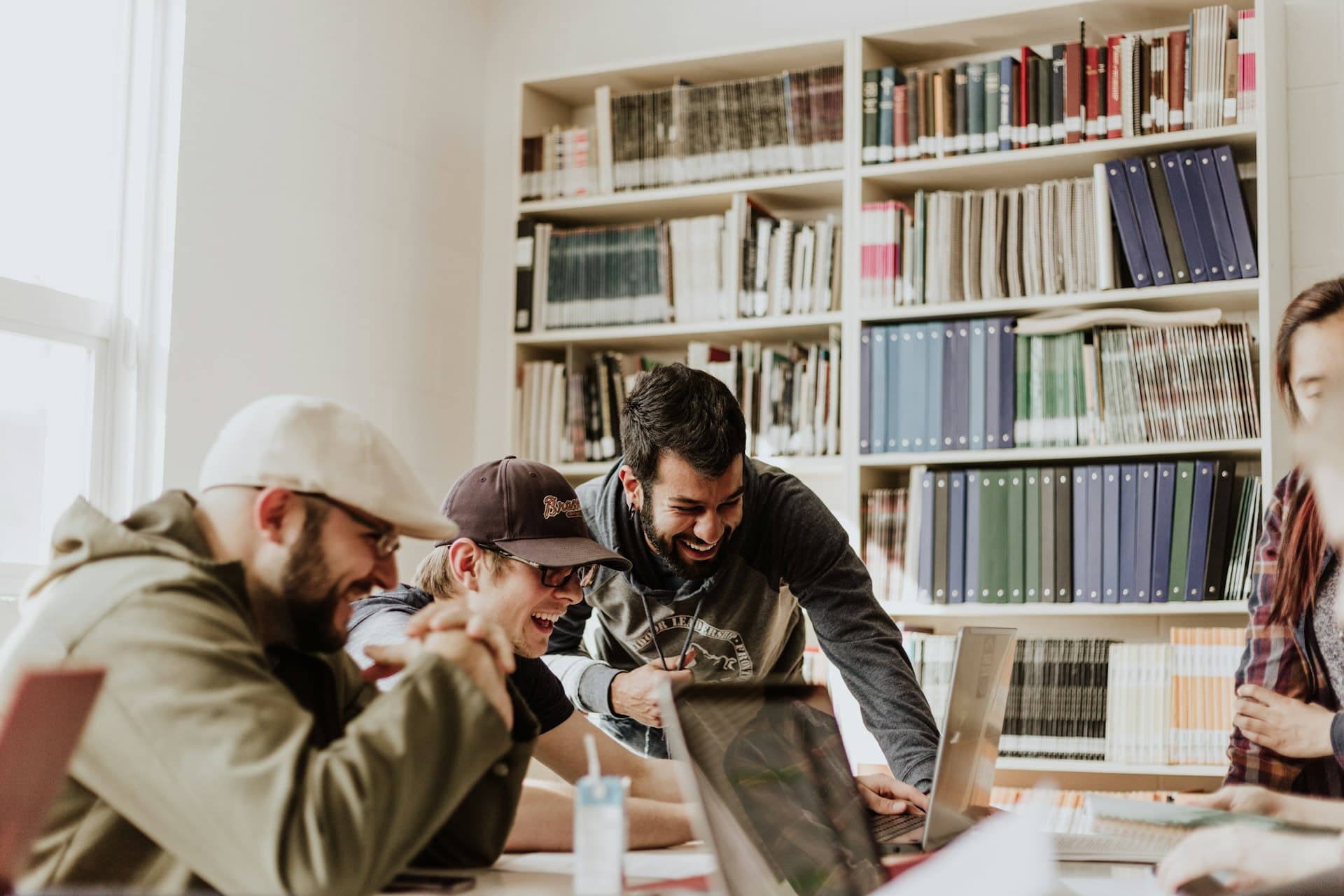 Group of friends studying together